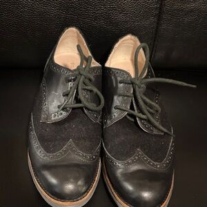 Cole Haan Black Leather and Suede Oxfords